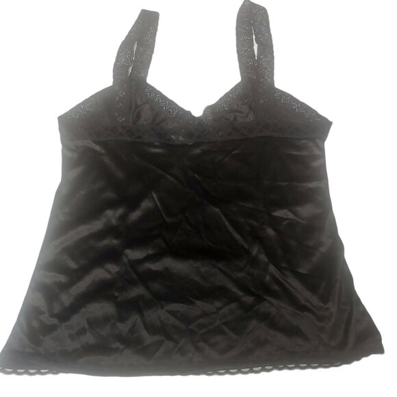 Vintage Mel-Lin Women's L Camisole Lace Nylon Black Undershirt Sexy Cottagecore - Picture 2 of 9